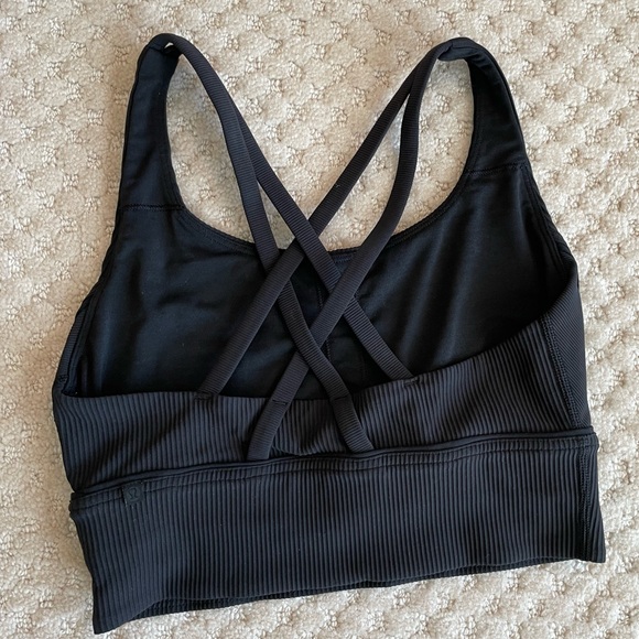 Lululemon Energy Longline Ribbed Sports Bra Black 4 Medium Support - Picture 4 of 6